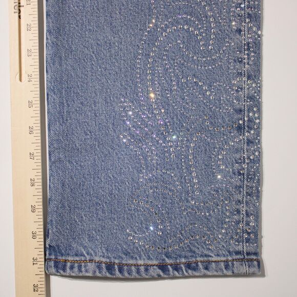 NWT $150 Levi's x Beyonce 501 Curve Light Wash Jeans Rhinestone Women Size 28x32 - Picture 14 of 15